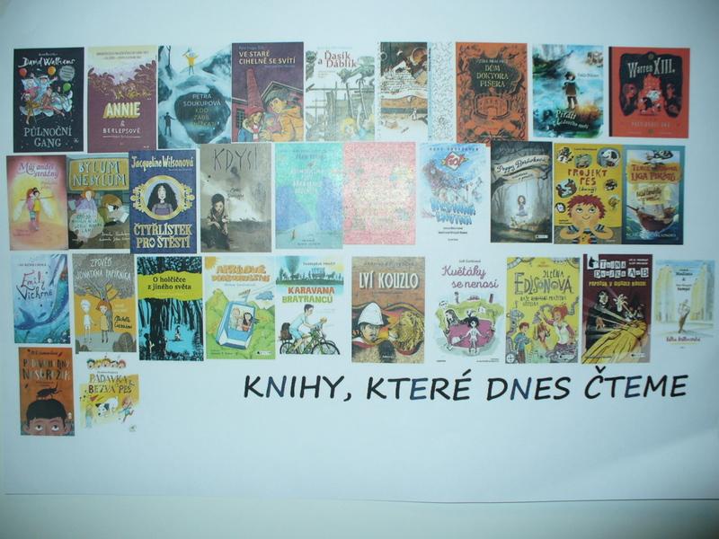 Plakát s knihami, které jsme četli v letošním krajském kole soutěže