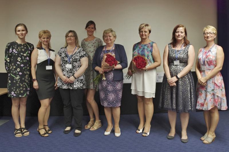 Organizační tým konference, zleva: Bc. Karolína Kozielová, Pavlína Pinkavová, Ing. Svatava Sukopová, Mgr. Markéta Kukrechtová, PhDr. Libuše Foberová, Ph.D., PhDr. Marie Šedá, Bc. Vladěna Turowská a Marcela Wierzgoń