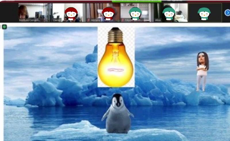 Vyprávění příběhu o tučňáku Pepitovi v prostředí Zoomu – virtuální postavička Ximenita